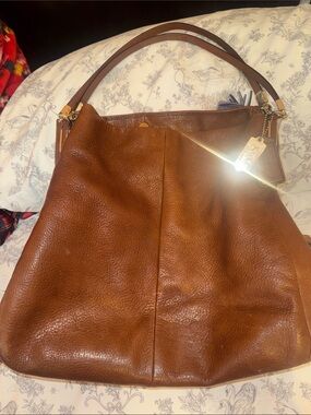 Coach Brown Pebbled Leather Shoulder Hobo